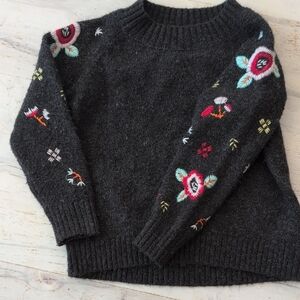 Zara Charcoal Sweater with Floral Embroidery